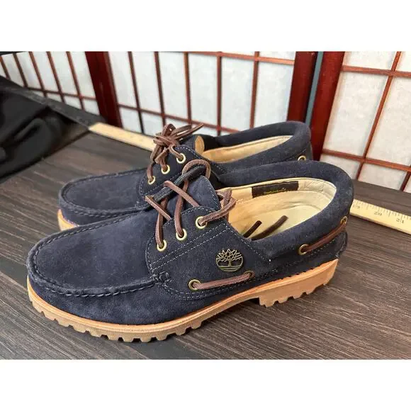 Timberland C.F. Stead Indigo Suede 3-Eye Lug Handsewn boat shoes dark blue suede